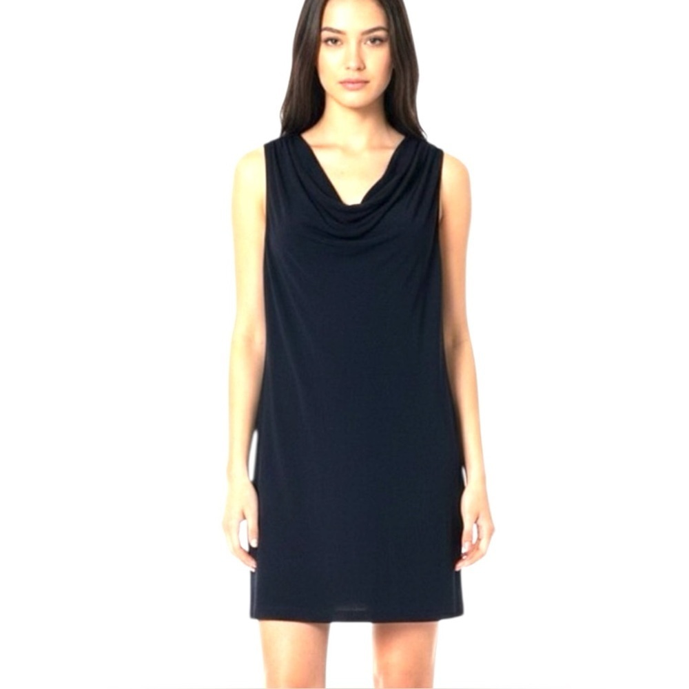 HAUTE HIPPIE 100% Rayon Jersey Knit Black Sleeveless Cowl Neck Mini Dress Sz S